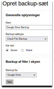 Google drive Backup - Vælg backup sæt - online-backup.dk